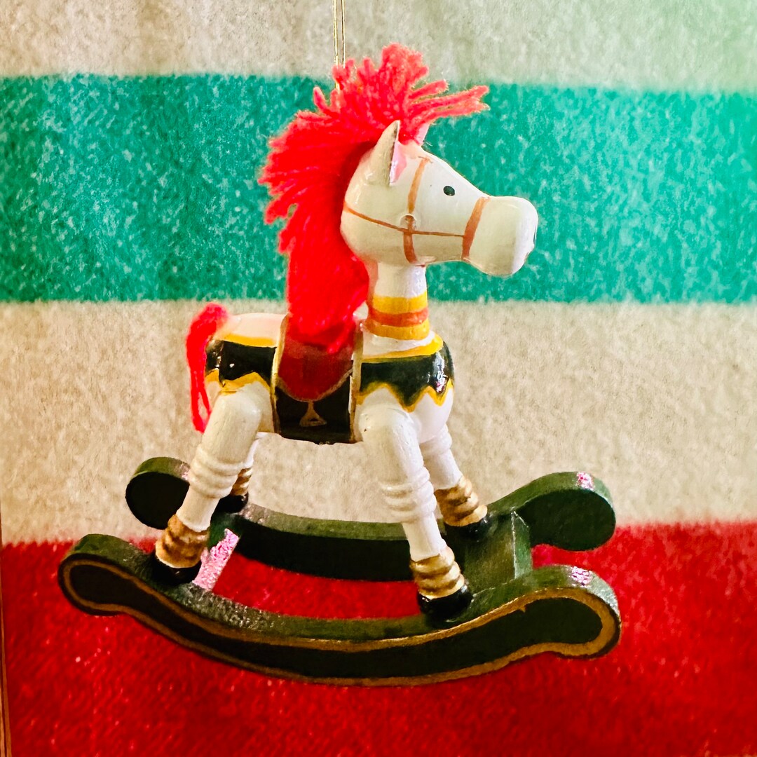 Vintage Wooden Rocking Horse Ornament Retro Holiday Christmas Etsy