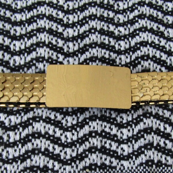 Vintage 60s Gold Scale Stretch Belt, Women's Metallic Waist Belt