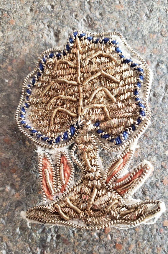 Vintage Beaded and Embroidered Tree Pin Brooch in… - image 2