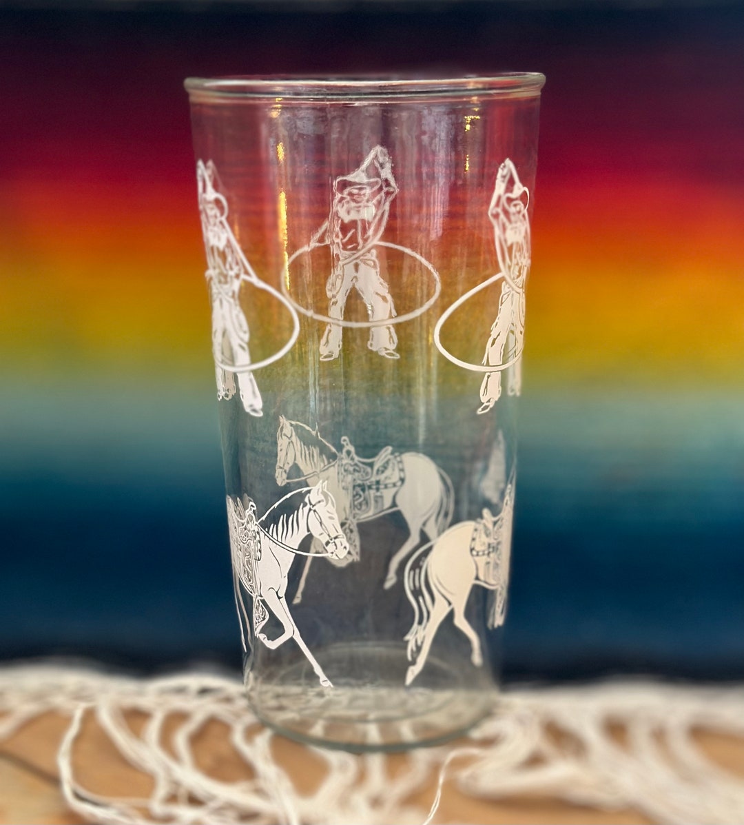 Roper Cowboy Drinking Glass, Vintage Western Home Kitchen Barware - Etsy