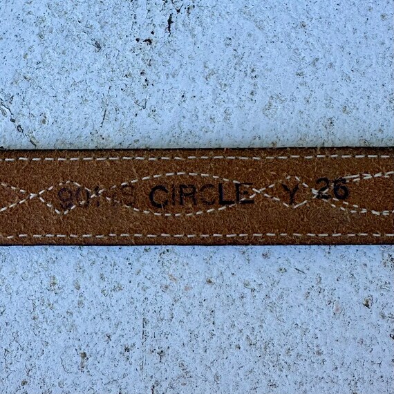 Navy Blue and Gray Circle Y Leather Belt, Women's… - image 3