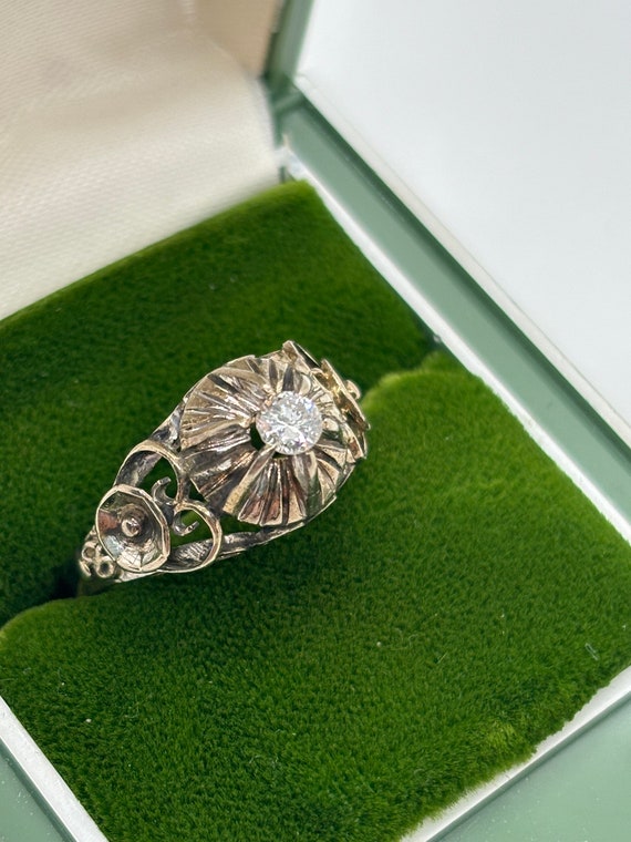 10k gold and diamond Art Nouveau antique custom en