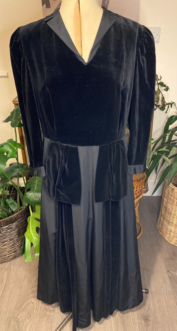 Vintage Late 40’s Grosgrain & Velvet Flared Peplum