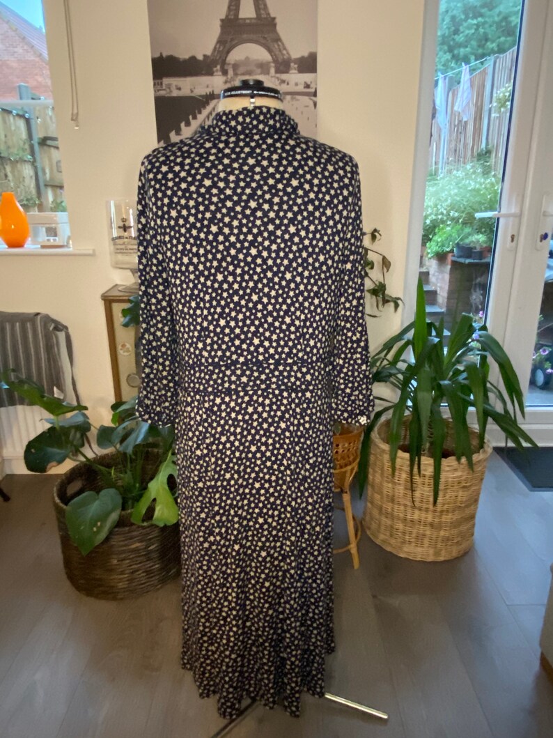 Vintage Kath Kidston Navy and Beige Jersey Star Dress