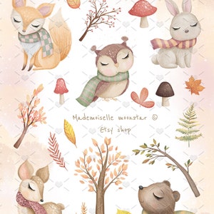 Autumn Forest Animals Clipart Set. Woodland Animals in Autumn Forest ...