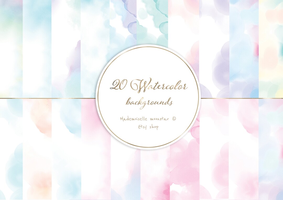 20 Pastel Watercolor Backgrounds JPG Files. A4 Format (210 X 297 Mm ...