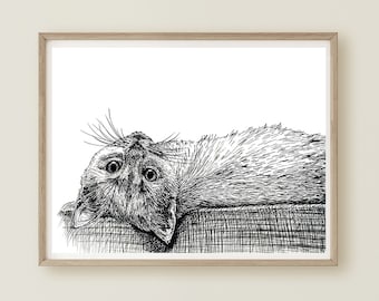 Kätzchen Kunst, druckbare Wandkunst, Katze Zeichnung Druck, Katze Tinte, Katze Digital Download, Katze Printables, Kätzchen Dekor, Kätzchen Geschenk, Pet Portrait