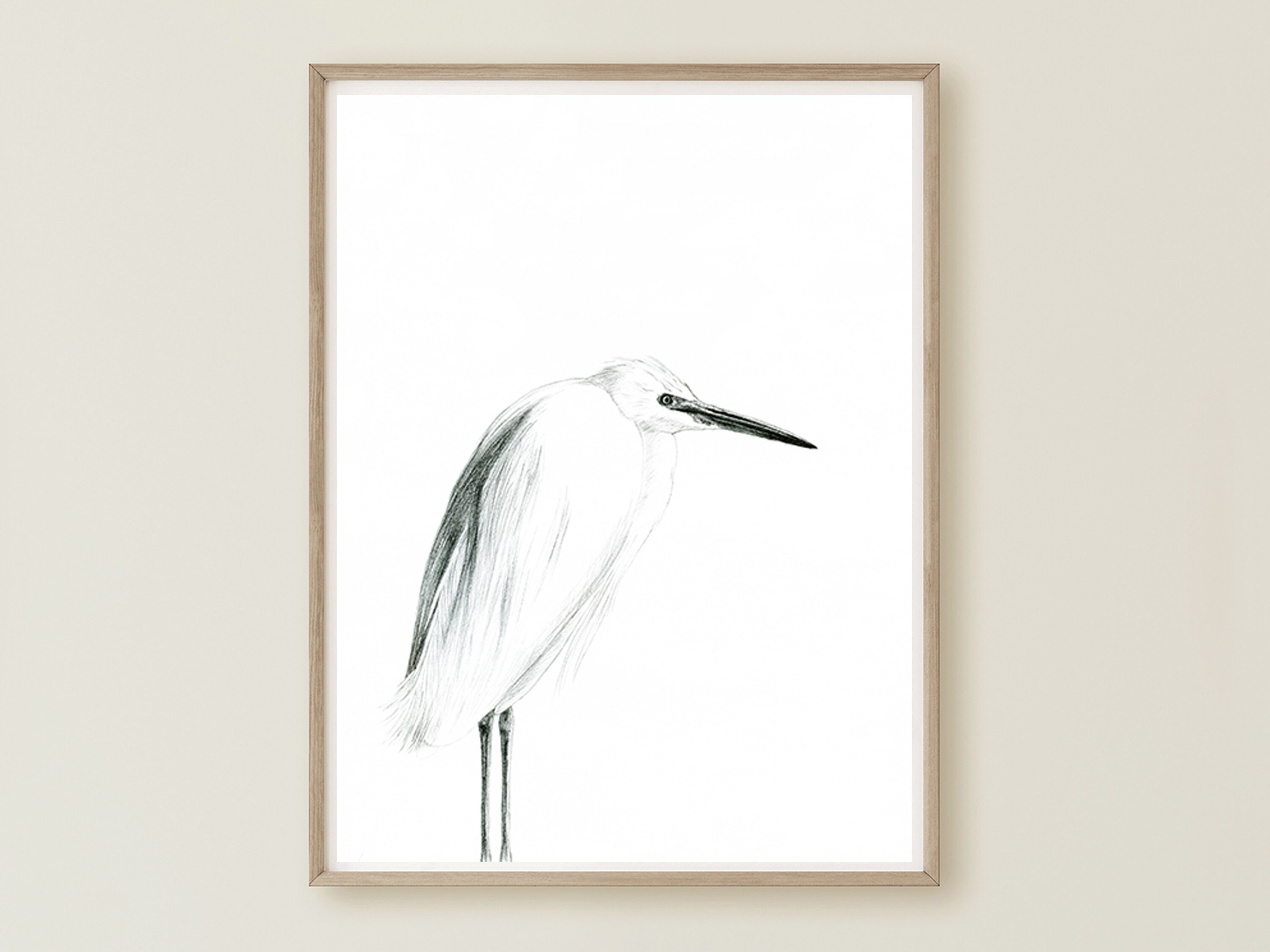 Little Egret, Egret Wall Art, Heron Painting, Wetland Bird, Heron Room