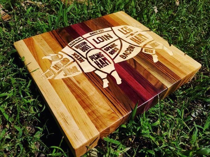 Custom VCarve Inlay or Laser Engraved Wood Butcher Block Etsy