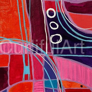 9x12in Original Artwork Abstract Geometric Art Purple Pink Orange Home Decor image 1