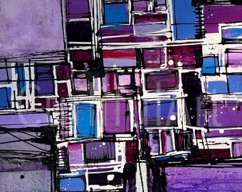 Large Purple Abstract Art | Original Canvas Painting | Purple Blue Black Wall Art