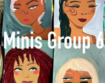 Mini cuadro en gouache / Ilustración de mujer negra de 4x6 pulgadas / Obra de arte original