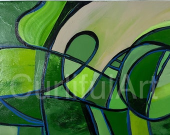 16x20in Green Abstract Acrylic Painting Canvas Wall Art Original Art Home Decor