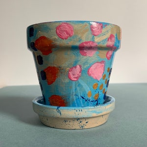3 Inch Plant Pot | Abstract Art | Unique Planter | Hand Painted Flower Pot- Handmade Gift