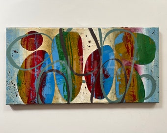 10x20 Abstract Painting | Red Blue Green Decor | Original Canvas Painting | Wall Art | Kids Room |- Handmade Gift