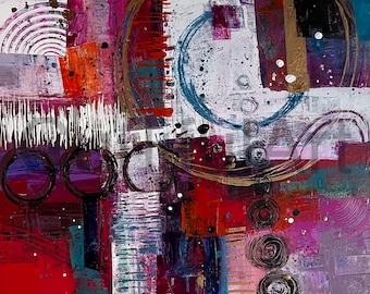 Original Abstract Art | 16x20 Canvas Painting | Jewel Tone Artwork | Wall Art | Unique Wall Art For Girls Room | Abstract Acrylic Canvas Art