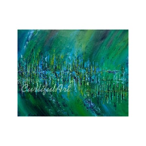 16x20 Abstract Acrylic Painting Blue Green Home Decor Original Painting Wall Art- Handmade Gift