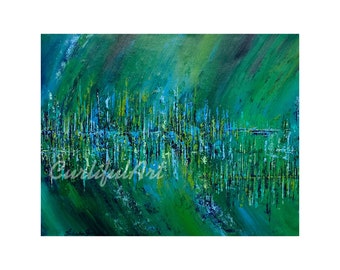 16x20 Abstract Acrylic Painting Blue Green Home Decor Original Painting Wall Art- Handmade Gift