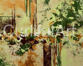 8x10 Small Unframed Abstract Art Original Painting Green Gold Brown Wall Art