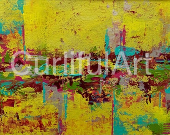 Small Unframed Abstract Painting Original Home Decor Wall Art Bright Colorful Painting