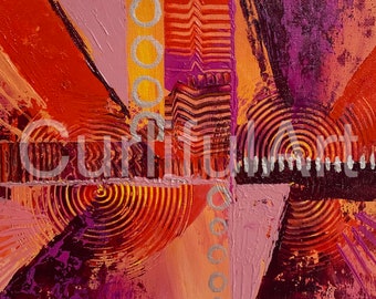 Small Unframed Abstract Wall Art Original Painting Pink Orange Unique Art Girls Room