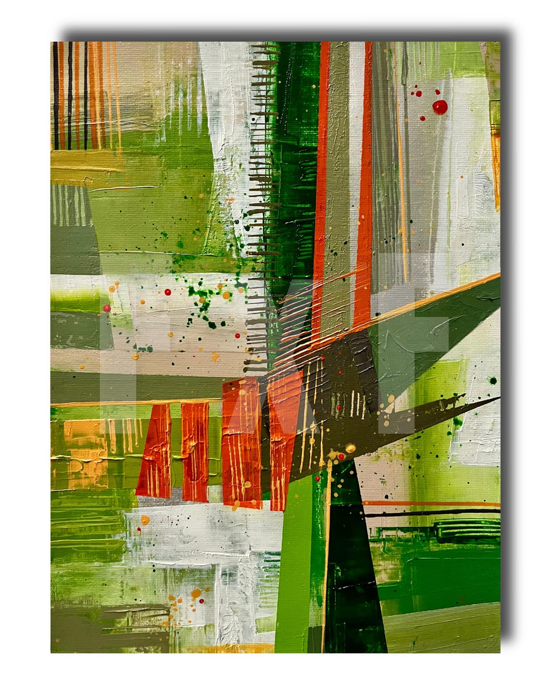 Green Orange Wall Art | 9x12 Original Painting | Modern Artwork | Home ...