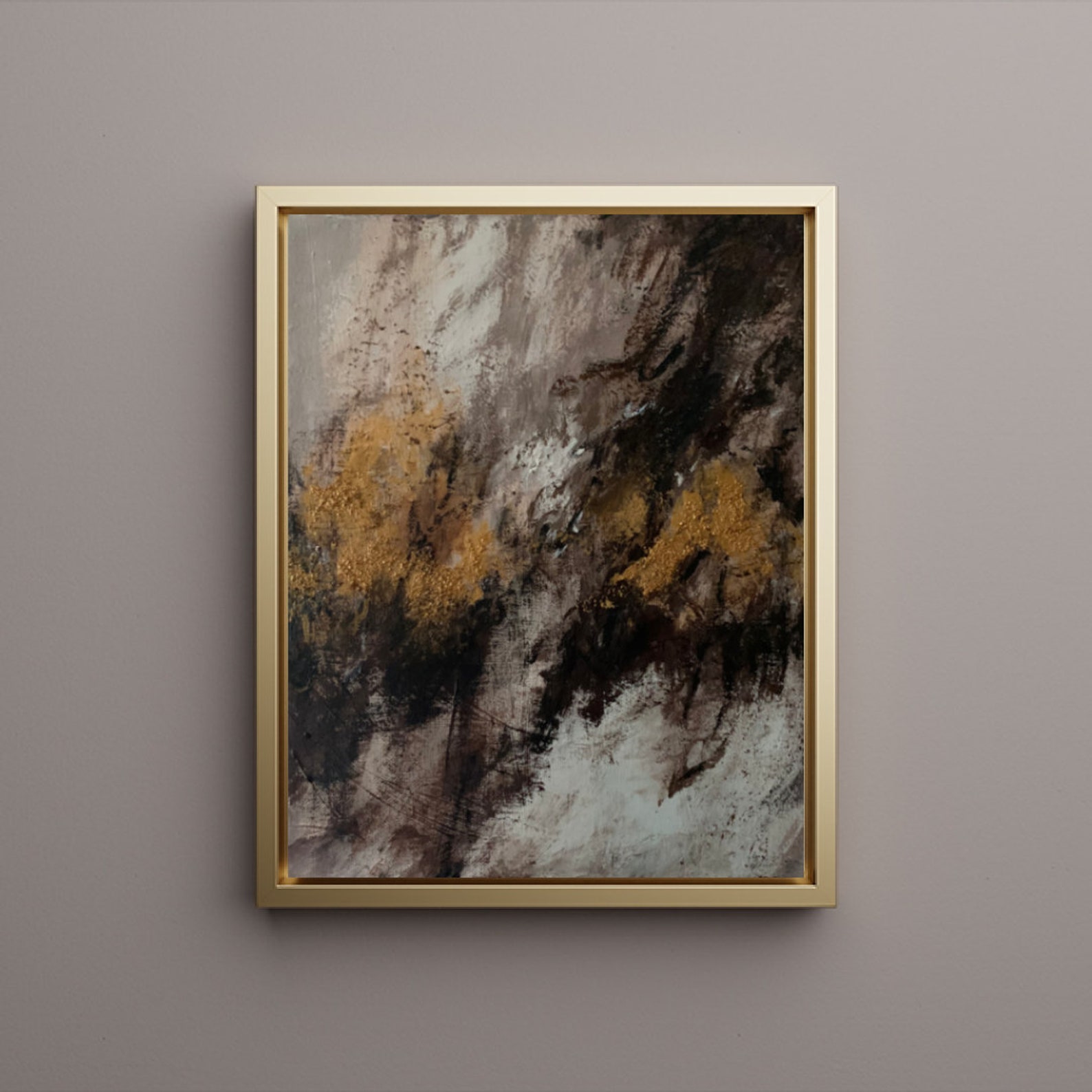 11x14 Original Painting Canvas Wall Art Abstract Brown Gold Etsy