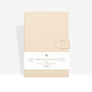 Planner - Undated Planner- A5 Thick 140gsm Paper - NO Dates Start Anytime - Weekly/Monthly/Year Spread -Bound by Hand -Beige