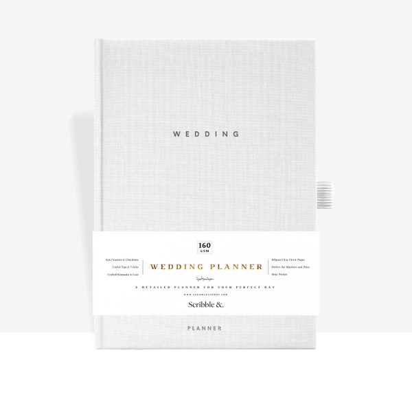 Wedding Planner - B5 Thick 140gsm Paper - A Detailed Minimalistic and Elegantly Designed Wedding Planner - Pebble Grey