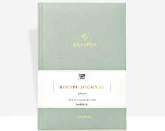Luxury Recipe Journal - Sage A5 - 100+ Recipes - Tissue Wrapped in a Gift Box