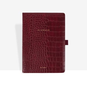 Undated Weekly & Monthly Planner -Burgundy  Croc-184 Pages -A5