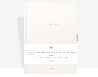 Award-Winning Soft Grey Wedding Planner  | Premium Organizer, Scrapbook & Checklist | Perfect Engagement Gift, Tissue Wrapped in a Box