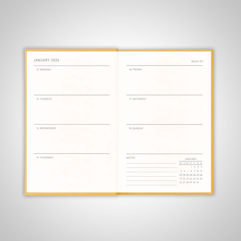Tuscan Sun Pocket Diary 2026 - 2026 Diary With Monthly Tabs - Cushioned Fabric Covers - High-End 120Gsm Paper