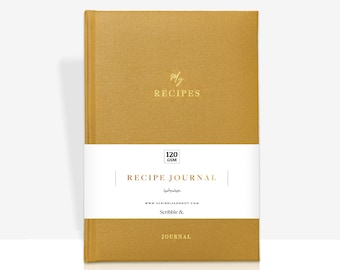 Luxury Recipe Journal - Mustard A5 - 100+ Recipes - Tissue Wrapped in a Gift Box