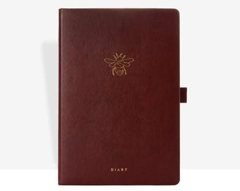 Dark Maroon - 2026 Diary - Day per Page A5 - 2026 Diary With Monthly Tabs - Cushioned Fabric Covers - Premium Paper Diary