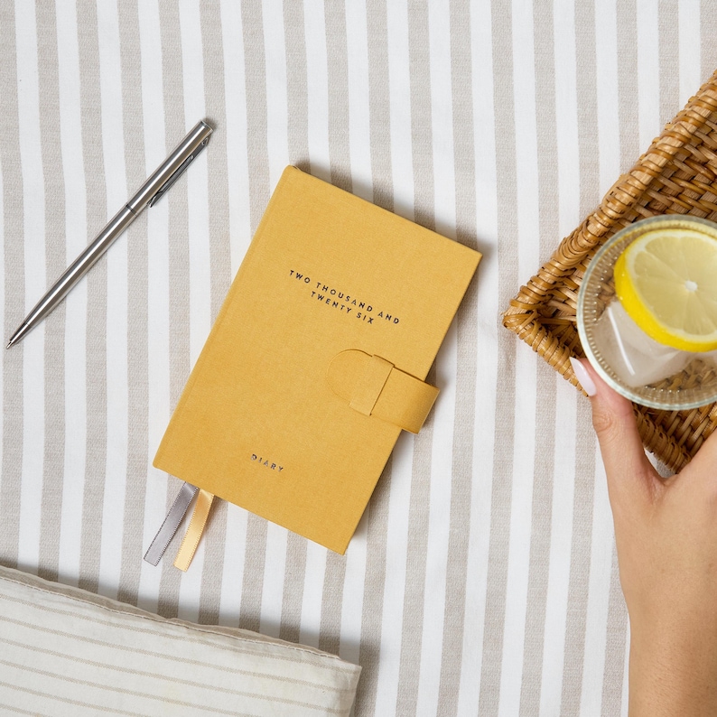 Tuscan Sun Pocket Diary 2026 - 2026 Diary With Monthly Tabs - Cushioned Fabric Covers - High-End 120Gsm Paper