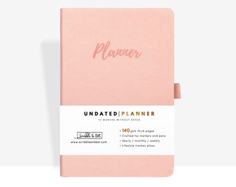 student planner ut Planner - Undated Planner- A5 Thick 140gsm Paper - NO Dates Start Anytime - Weekly/Monthly/Year Spread -Bound by Hand