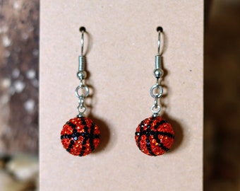 Rhinestone Basketball Earrings, Sports, Tailgating Earrings, Playoff Earrings, Coach Gift, Basketball Player Gift, Pro Ball, College Team