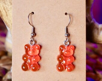 Colorful Resin Gummy Bear Earrings, Fun Gift Earrings, Candy Earrings