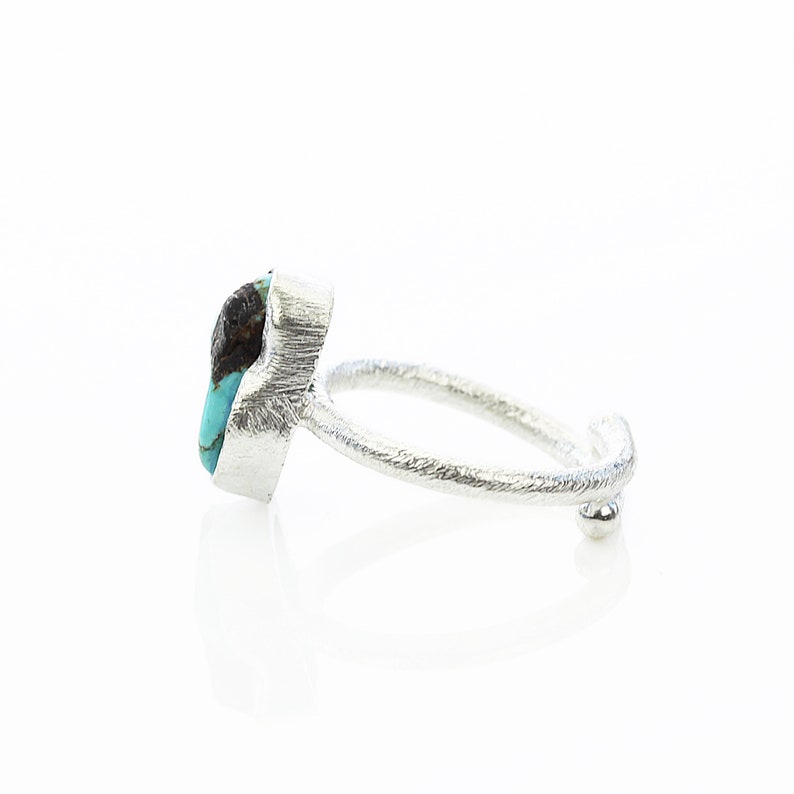 Raw turquoise silver ring Adjustable open ring Unusual boho hippie free people jewellery Unique gift for her December birthstone