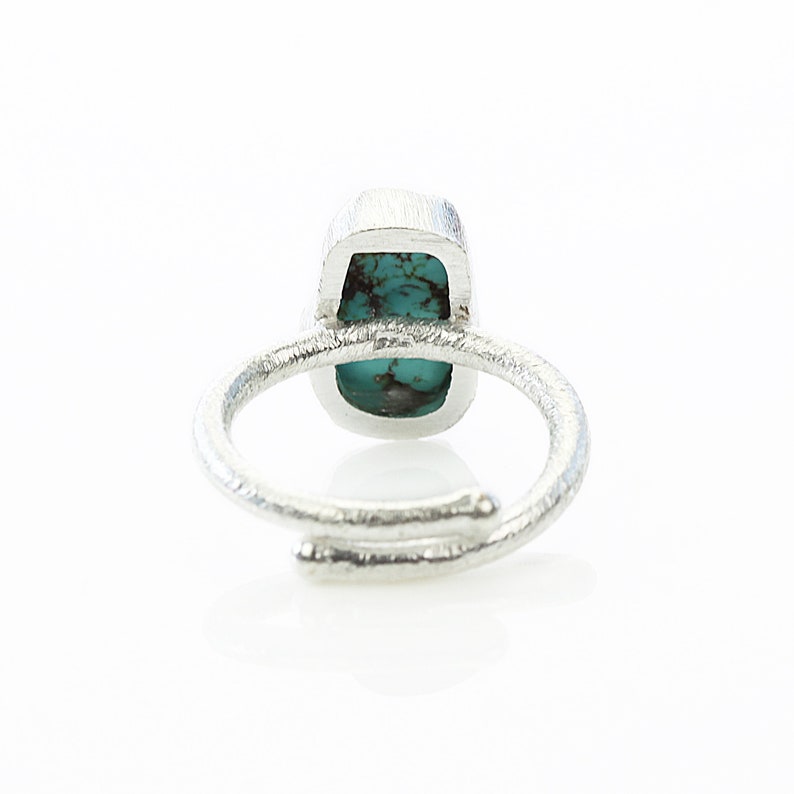 Raw turquoise silver ring Adjustable open ring Unusual boho hippie free people jewellery Unique gift for her December birthstone