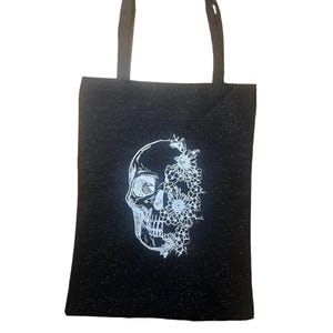 Skull Large Glitter Canvas Tote Bag