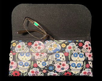 Sugar Skull PU Glasses Case