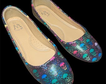 Ladies Glitter Skull Shoes