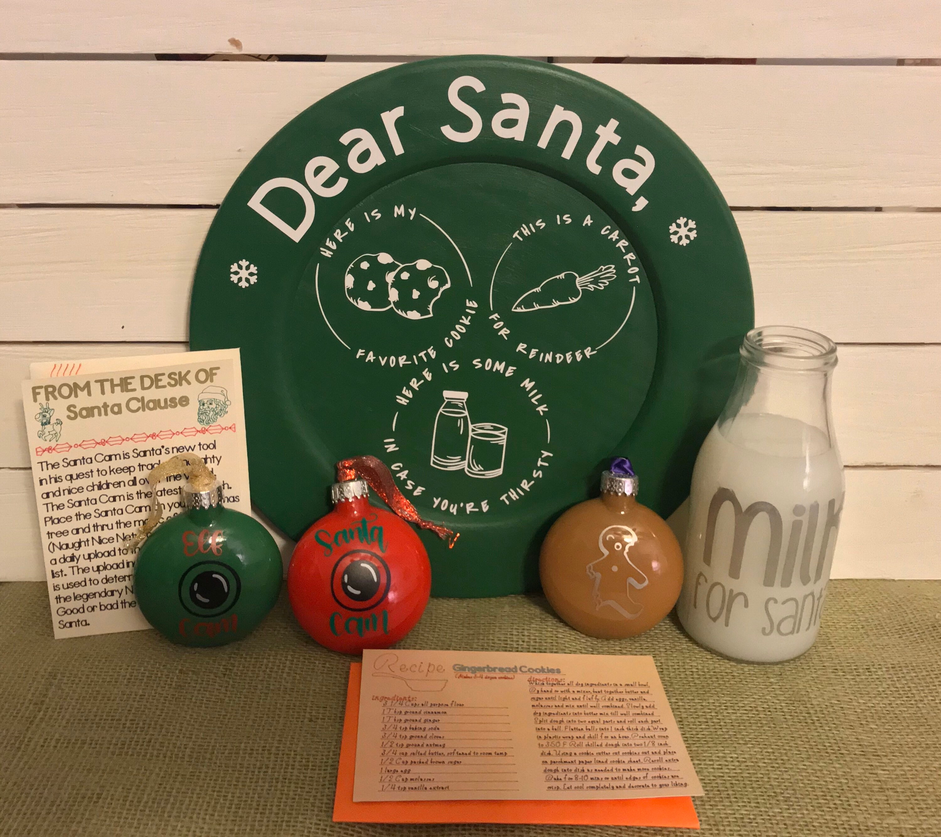 Cookies and milk for Santa Plate and Cup Ornament Set Choice Etsy