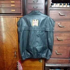 Heavy Metal Leather Vest, Waistcoat, Lamb of God, Slayer, Megadeath, Toff of London, Thrash Metal, Vintage Biker Vest, Battle Vest, XXL