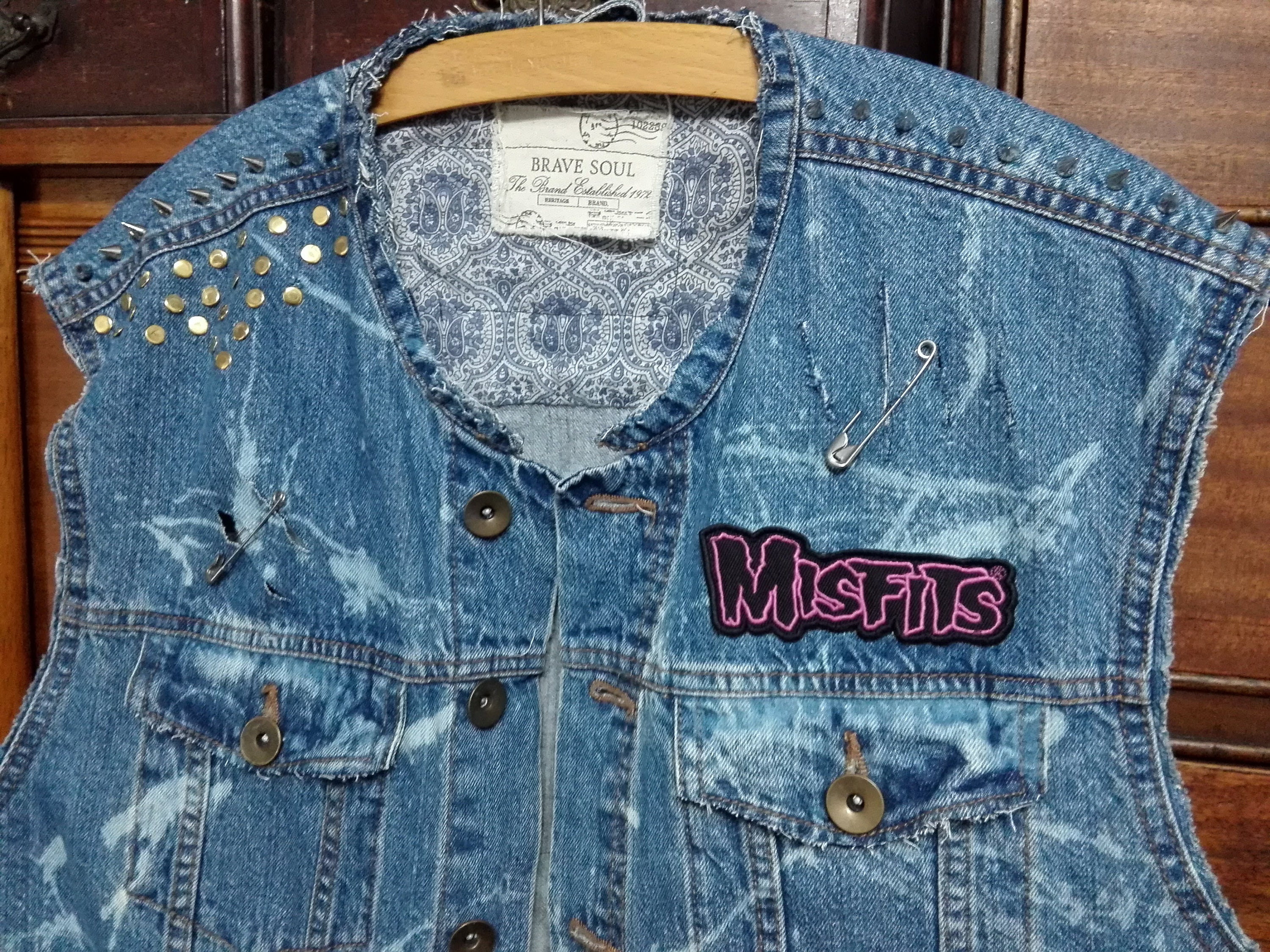 Vintage denim jacket / coat with patches | eBay