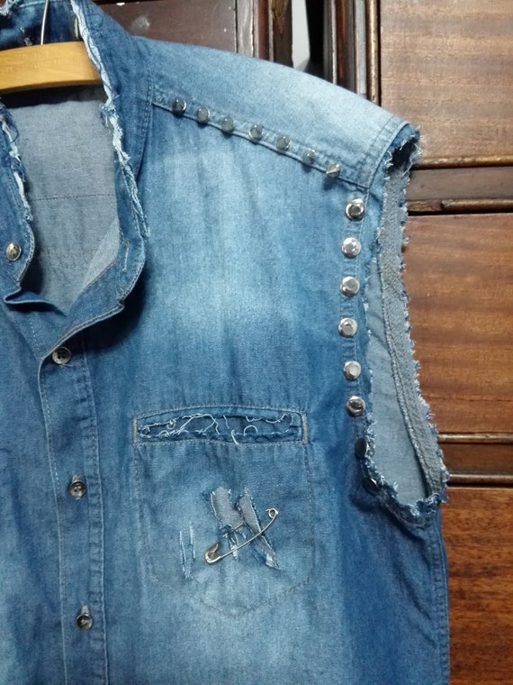 Punk Rock Vest Cut-off Denim Shirt UK Subs Sex Studs and - Etsy