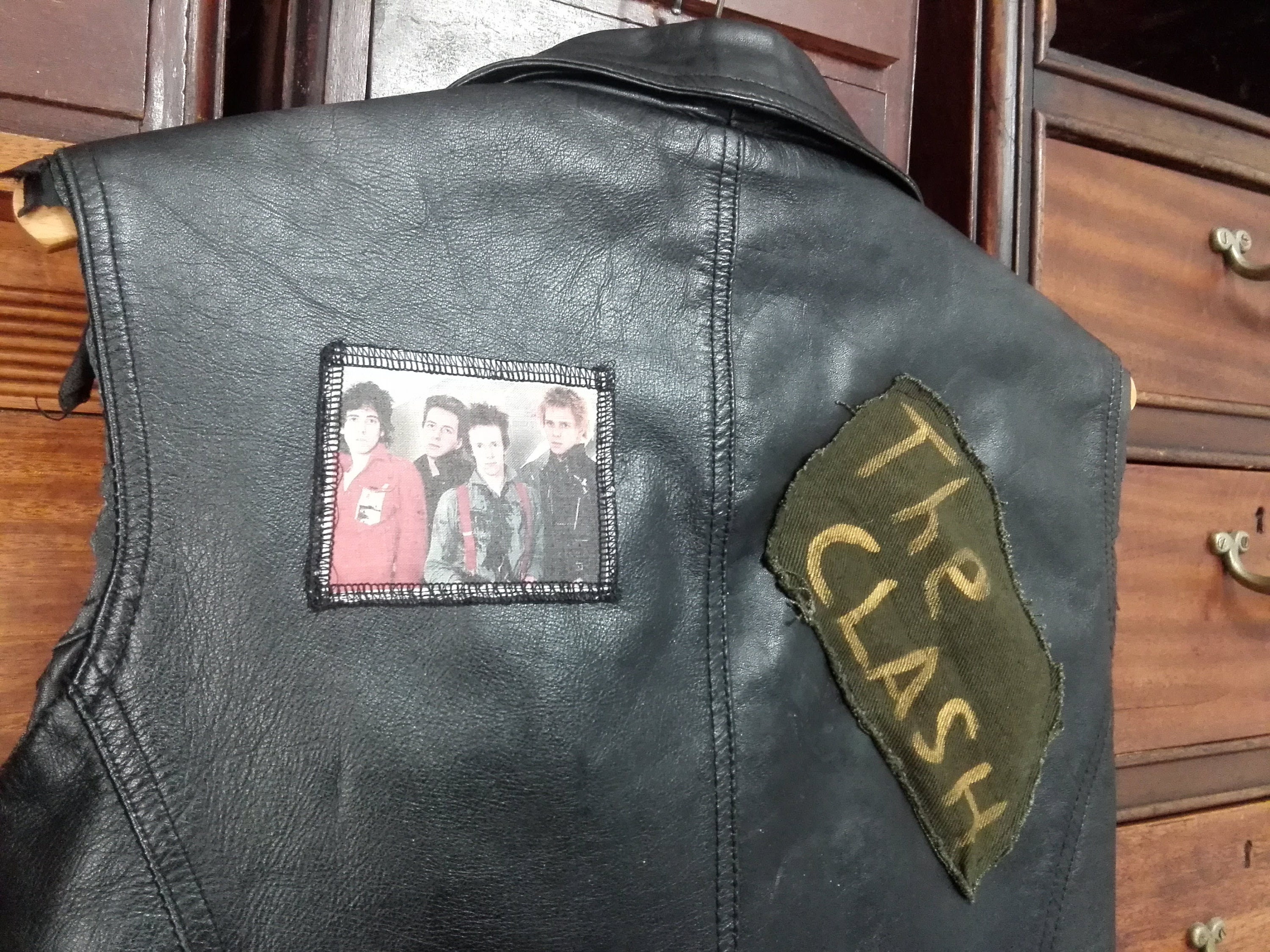 Punk Rock Cut-off Battle Vest Vintage Black Leather Jacket - Etsy Hong Kong