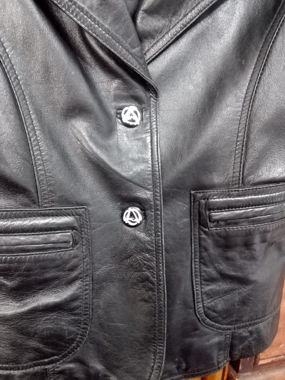 Punk Rock Cut-off Battle Vest Vintage Black Leather Jacket 